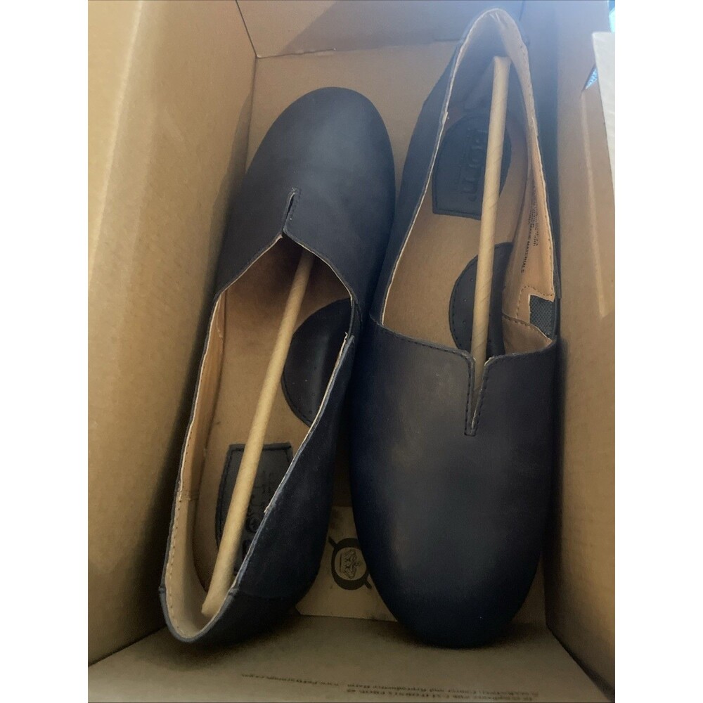 Børn Sebra Leather Slip On Flats Dark Blue Women’s Comfort Size 7.5 M Minimalist - Picture 3 of 6